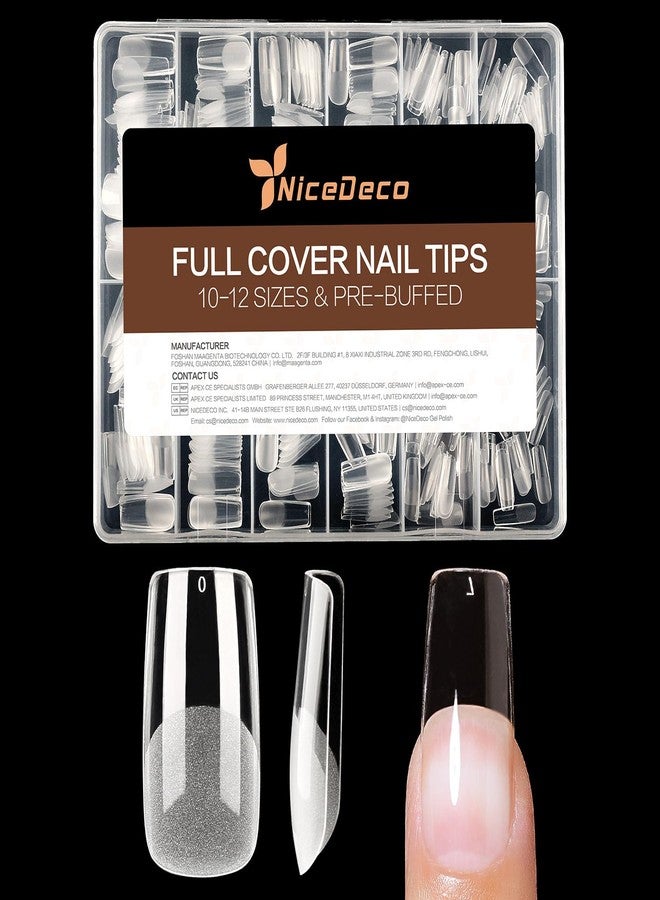 Nicedeco Medium Square Fake Nail Tips, 504Pcs Medium Soft Gel Nail Tips Pre Etched Half Matte Full Cover Clear Acrylic Gel Kit False Press on - 018 - Image 1